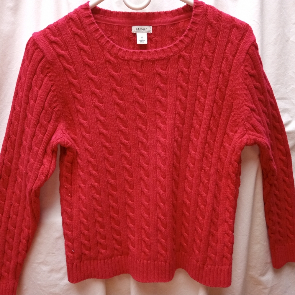 L.L. Bean Women's Vibrant Red Cable Sweater